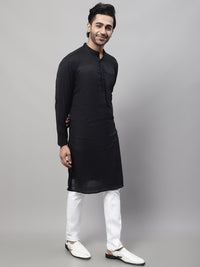 Thumbnail for Even Apparels Black Pure Cotton Kurta With Band Collar - Distacart