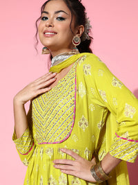 Thumbnail for InWeave Women's Light Green Gota Work Kurta Sharara Set - Distacart