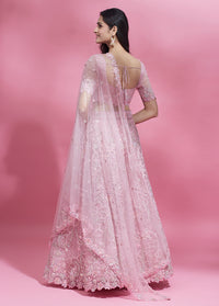 Thumbnail for House of Panchhi Pink Color Net Sequins Work Lehenga - Distacart