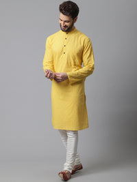 Thumbnail for Even Apparels Yellow Pure Cotton Kurta With Band Collar - Distacart