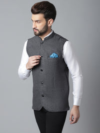 Thumbnail for Even Apparels Men's Grey Pure Wool Nehru Jacket - Distacart