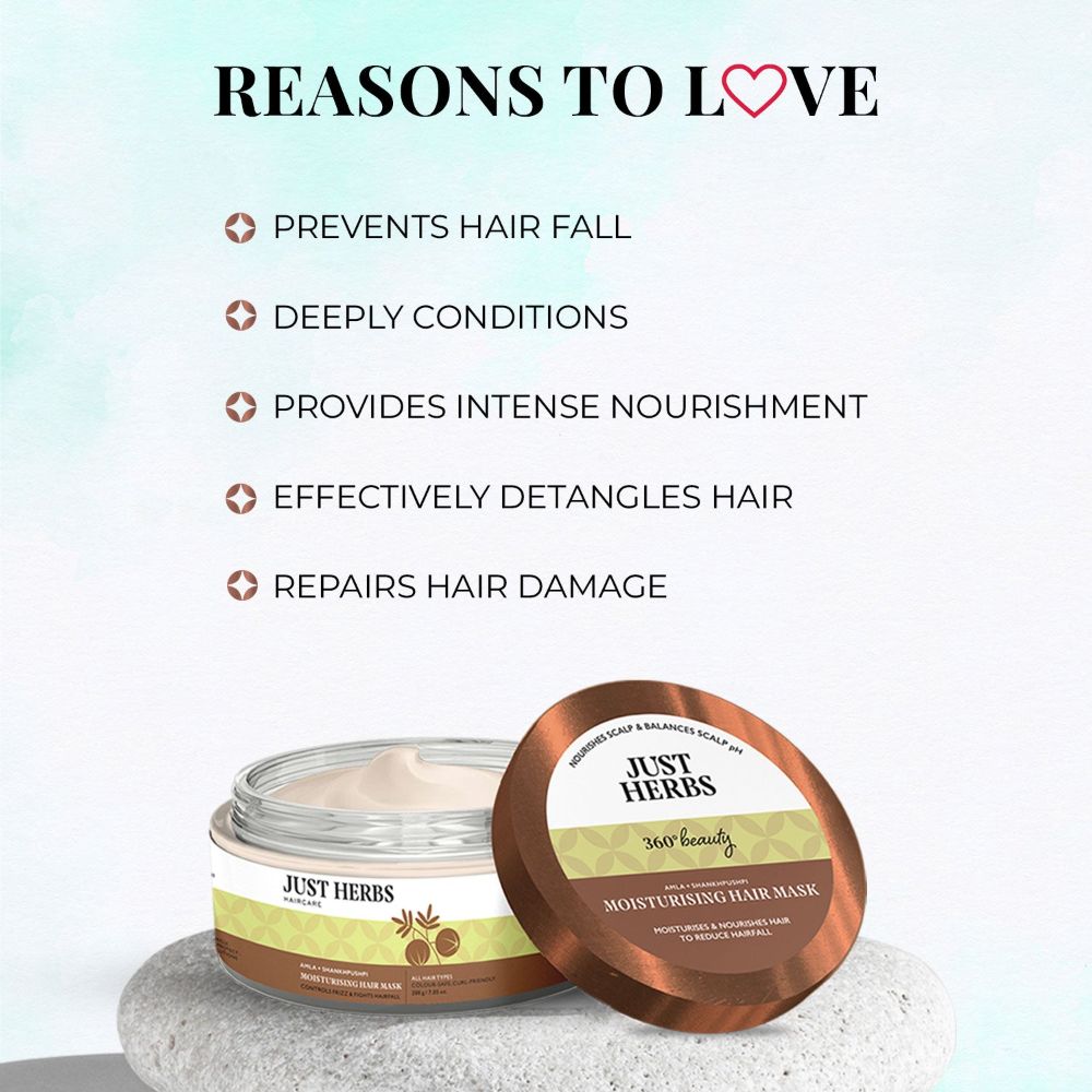 Just Herbs Moisturising Hair Mask with Amla and Shankhpushpi - Distacart