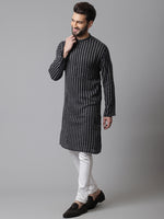 Thumbnail for Even Apparels Black Pure Cotton Kurta With Band Collar - Distacart