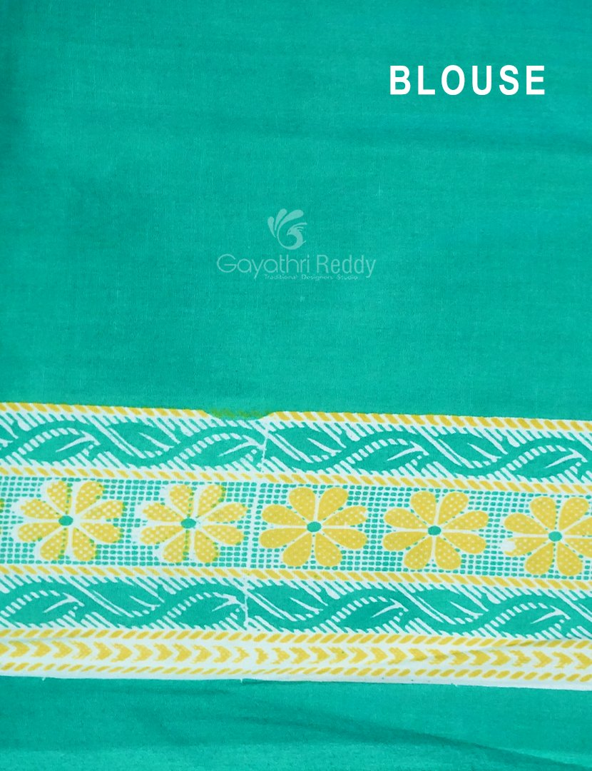 Magenta Pink And Mint Green Block Print Pure Kota Cotton Saree By Gayathri Reddy Designer Studio - Distacart
