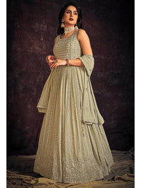 Thumbnail for Myra Pista Real Georgette Designer Gown Style Suit - Distacart