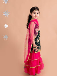 Thumbnail for Girls Floral Printed Panelled Kurti With Skirt With Dupatta - Mini Marvels - Distacart