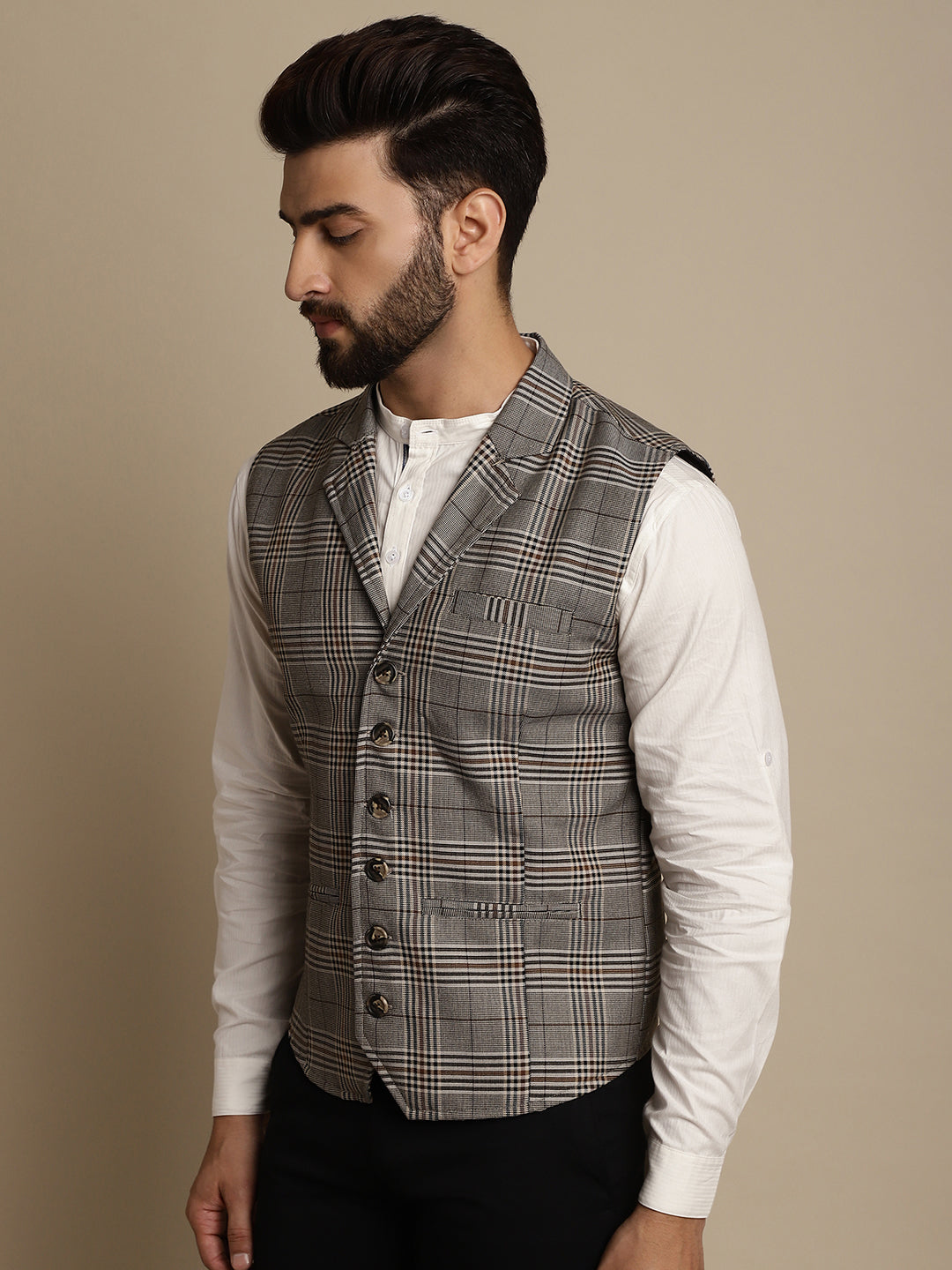 Even Apparels Men's Brown Waistcoat with Notched Lapel - Distacart