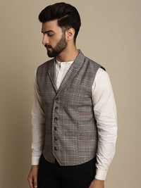 Thumbnail for Even Apparels Men's Brown Waistcoat with Notched Lapel - Distacart