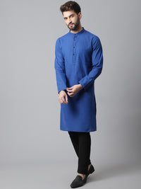 Thumbnail for Even Apparels Blue Solid Kurta With Band Collar - Distacart