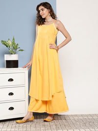 Thumbnail for InWeave Women's Cassatta Yellow Cr Strappy Set With Mustard Brown Cape - Distacart