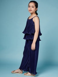 Thumbnail for Girls Self Design Sleeveless Top With Palazzos - Mini Marvels - Distacart
