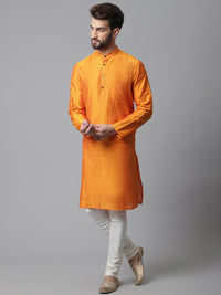 Thumbnail for Even Apparels Orange Solid Kurta With Band Collar - Distacart
