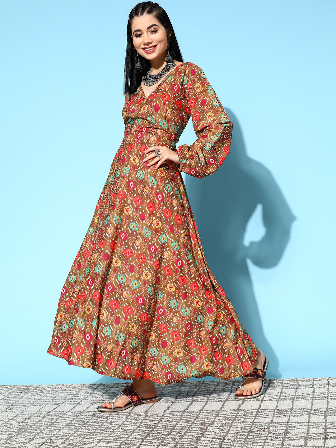 InWeave Women's Rust Edgy Print Dress - Distacart