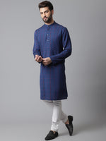 Thumbnail for Even Apparels Blue Long Kurta With Band Collar - Distacart