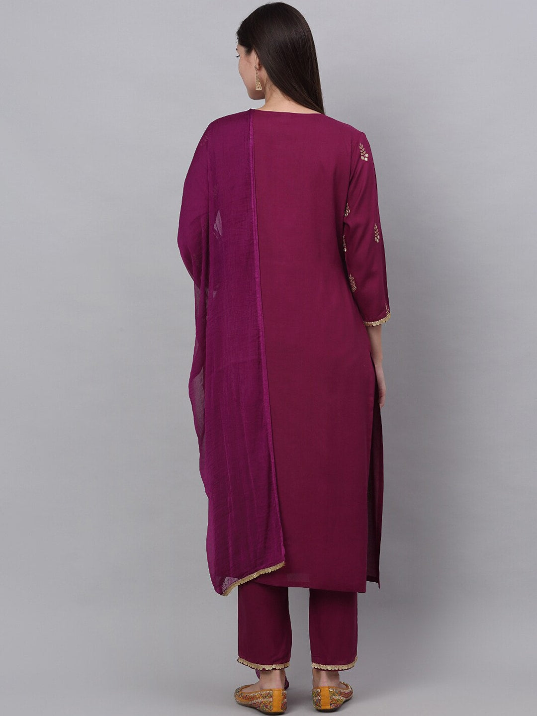 Kalini Women Yoke Design Mirror Work Kurta with Trouser & With Dupatta Set - Distacart