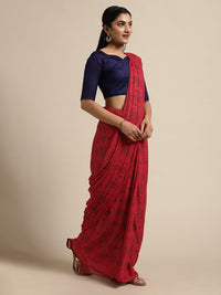 Thumbnail for Saree Mall Red Pure Chiffon Tribal Print Bandhani Saree - Distacart