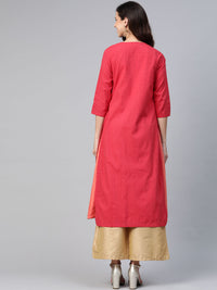 Thumbnail for Biba Women Peach & Maroon Solid Kurta With Jacket - Distacart