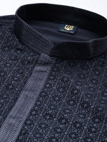 Thumbnail for Manyavar Men Blue Embroidered Kurta with Pyjamas - Distacart