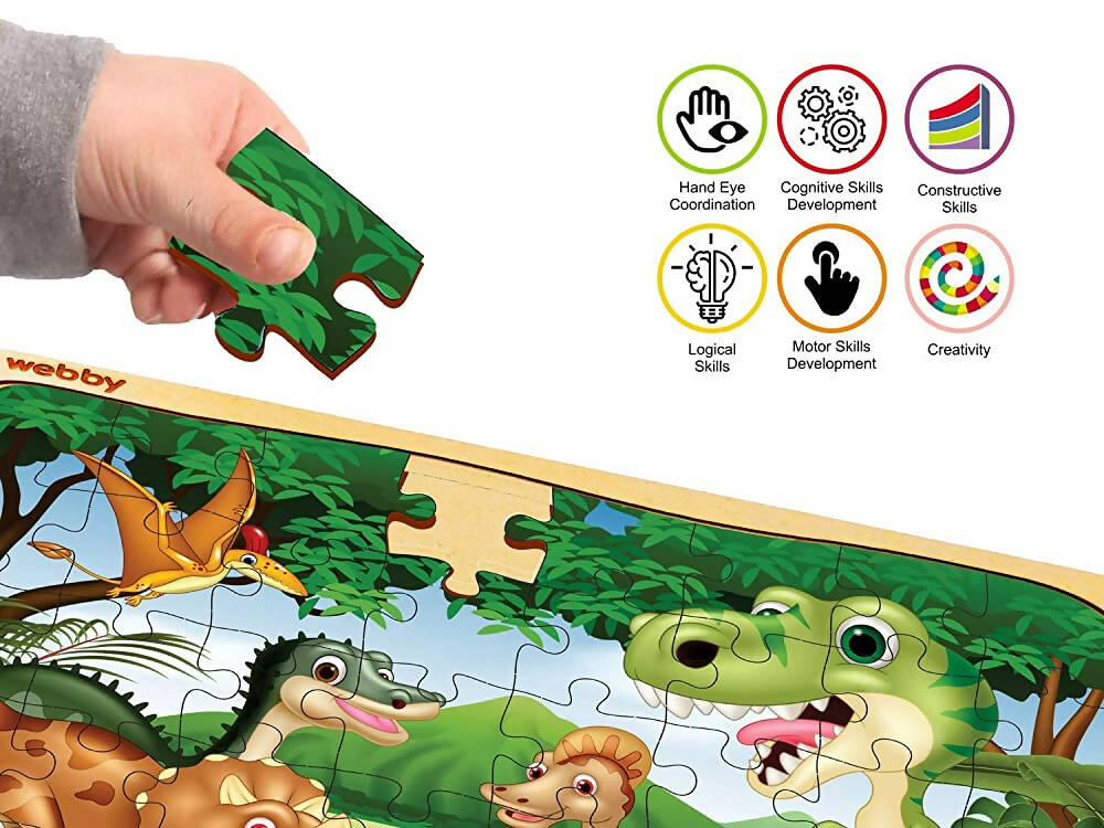 Webby Dinosaurs in Jungle Wooden Jigsaw Puzzle-40 Pcs - Distacart