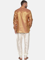 Thumbnail for Sethukrishna Men Gold-Toned Self Design Kurta with Churidar - Distacart