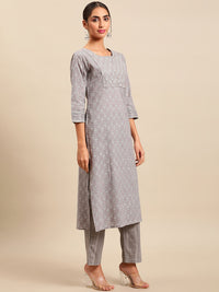 Thumbnail for Sangria Women Floral Printed Empire Pure Cotton Kurta with Trousers & With Dupatta - Distacart
