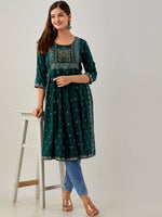 Thumbnail for Kalini Ethnic Motifs Printed Mirror Work Kurta - Distacart