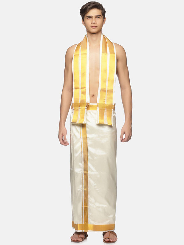Sethukrishna Cream-Coloured Solid Dhoti For Men - Distacart