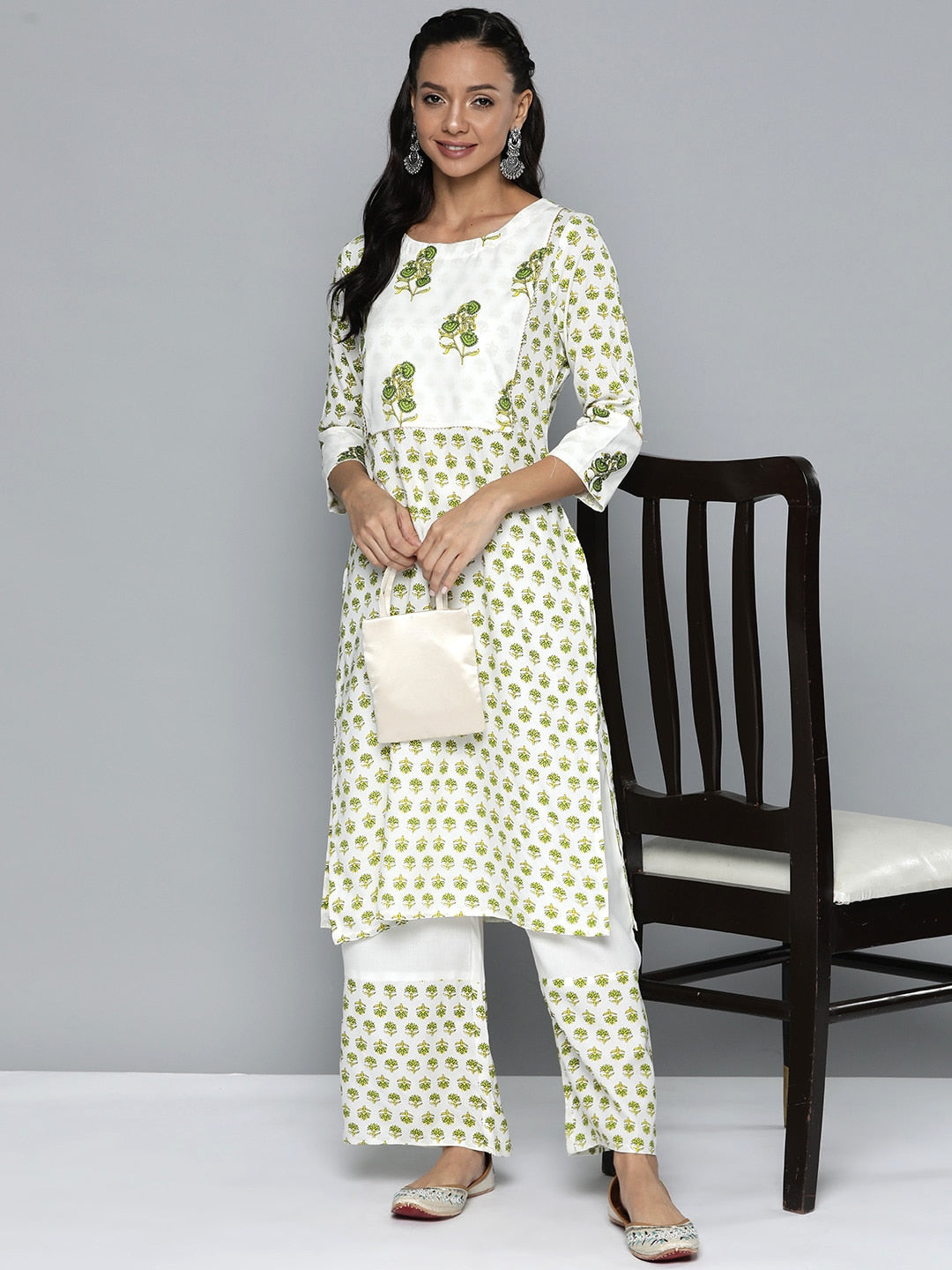HERE&NOW Printed Regular Kurta with Palazzos - Distacart