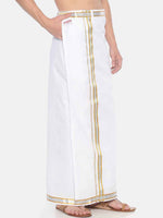 Thumbnail for Sethukrishna Men White Solid Readymade Pocket Dhoti - Distacart