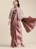 Thumbnail for Tikhi Imli Trendy Mauve Sleek Poly Crepe Saree with Embellished Border & Cape - Distacart