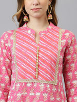 Thumbnail for Khushal K Women Pink Ethnic Motifs Printed Kurta with Palazzos & Dupatta - Distacart
