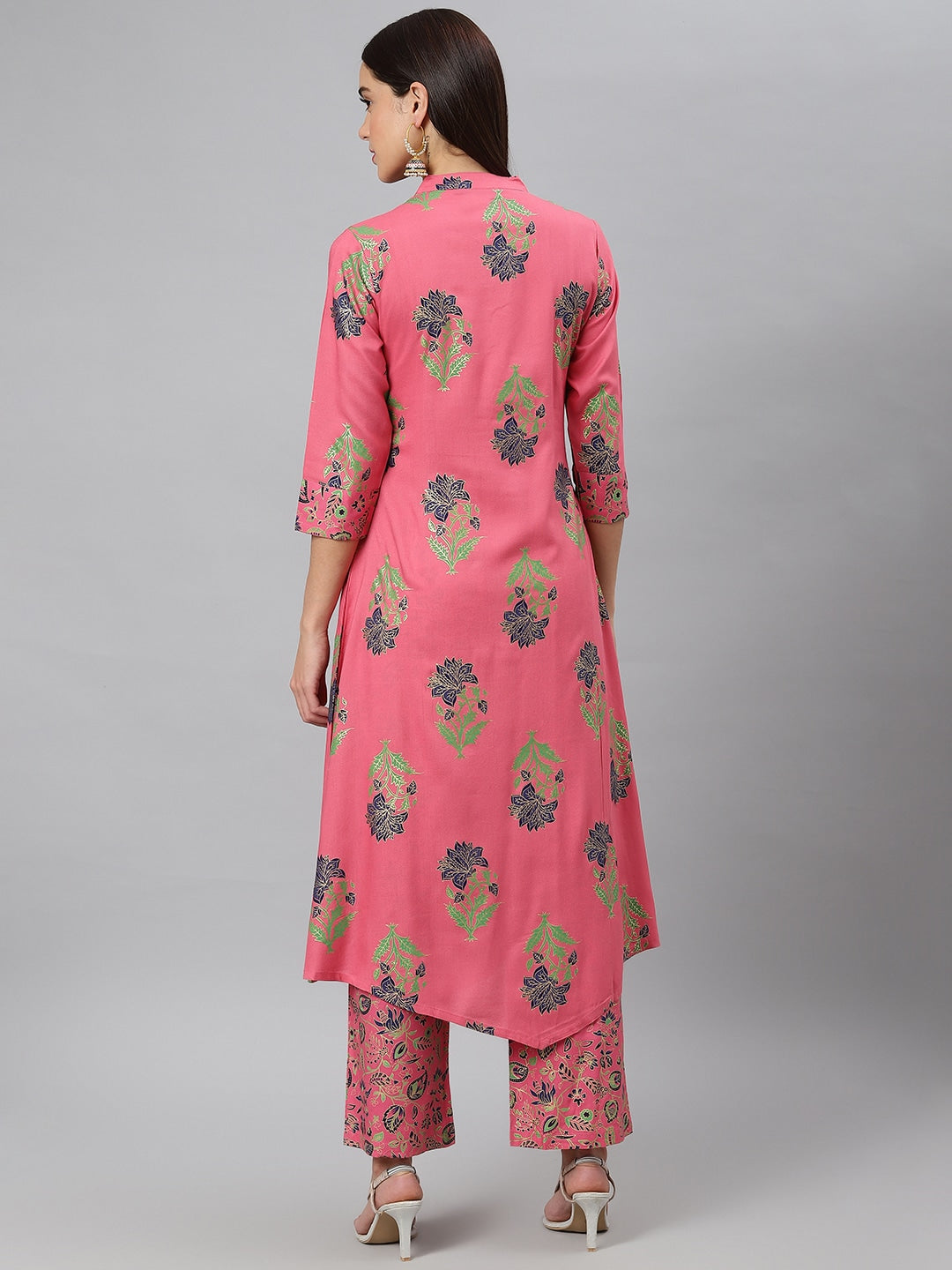 Khushal K Women Pink Printed Kurta with Palazzos - Distacart