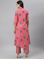 Thumbnail for Khushal K Women Pink Printed Kurta with Palazzos - Distacart