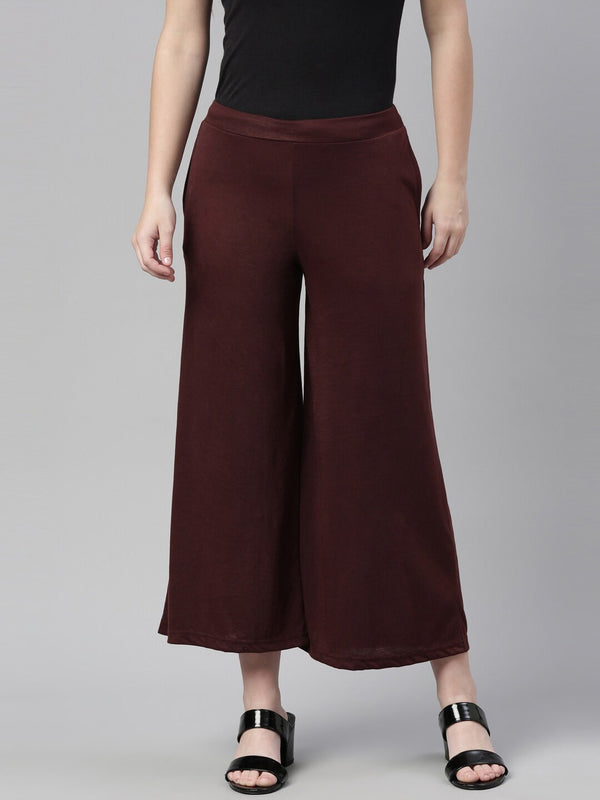 Souchii Brown Knitted Ethnic Palazzos - Distacart