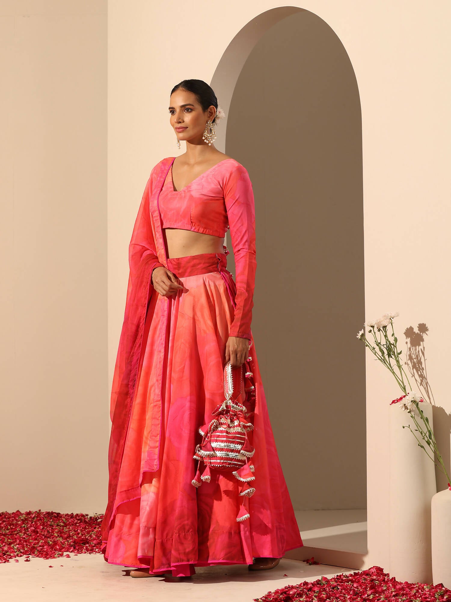 Pomcha Jaipur Pink Gul Bahaar Lehenga Set - Distacart