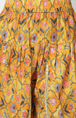 Thumbnail for Lil Drama Golden Weaves Yellow Crop Top With Dhoti Co-Ordinate Set - Distacart