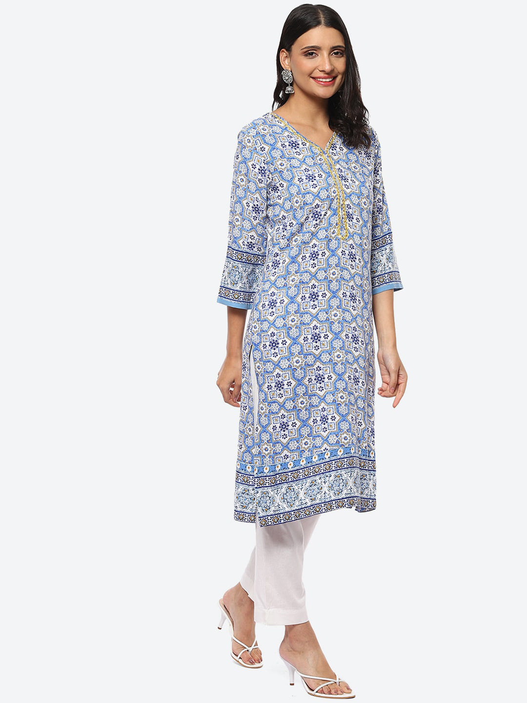 Biba Women Ethnic Motifs Printed Kurta With Trousers & Dupatta - Distacart