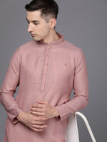 Thumbnail for Manyavar Men Pink Solid Kurta with Pyjamas - Distacart