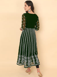 Thumbnail for HERE&NOW Chikankari Embroidered Thread Work Georgette Anarkali Kurta - Distacart