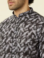 Thumbnail for Manyavar Black Panther Printed Mandarin Collar Kurta and Churidar - Distacart