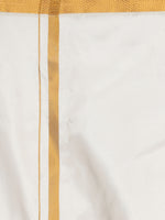 Thumbnail for Sethukrishna Men Cream-Coloured Solid Art Silk Dhoti - Distacart