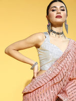 Thumbnail for Mitera Striped Saree with Embellished Border - Distacart