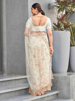 Thumbnail for Tikhi Imli Ethnic Motifs Sequinned Embroidered Net Saree - Distacart