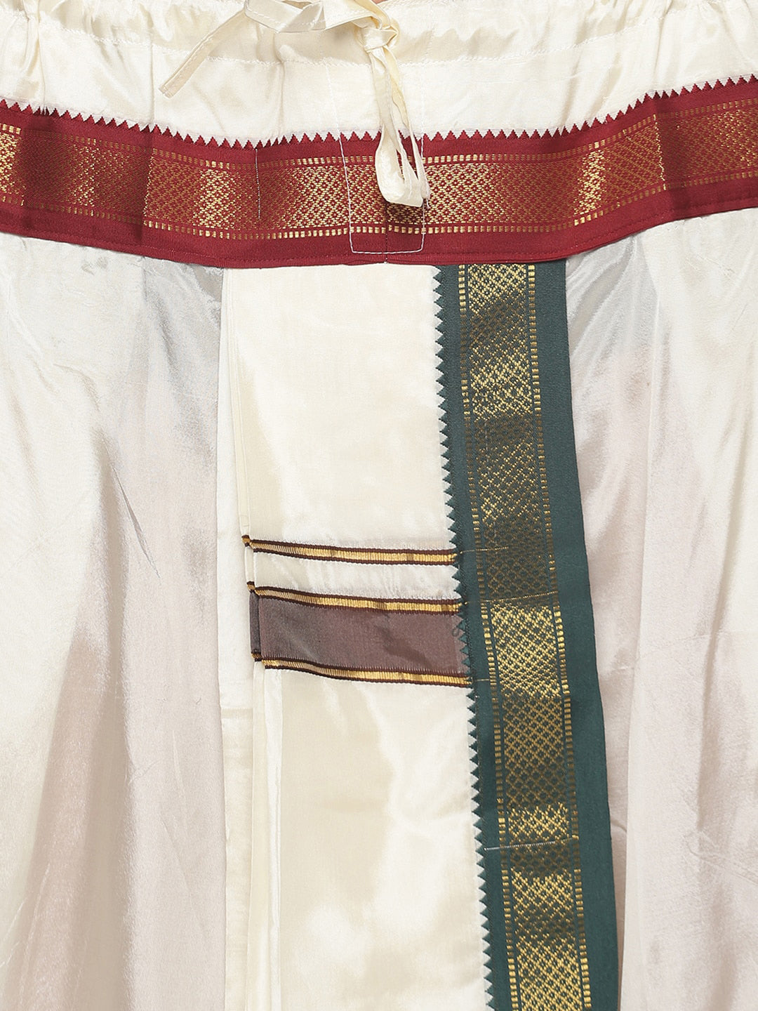 Sethukrishna Men Cream Solid Art Silk Dhotis - Distacart