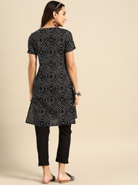 Thumbnail for Sangria Bandhani Printed V-Neck Kurta with Trousers - Distacart