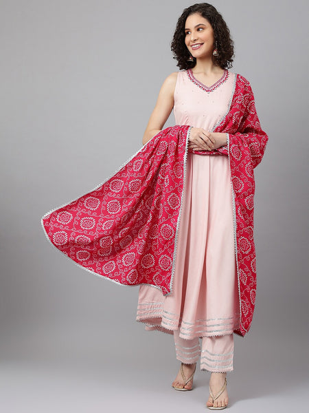 Khushal K Ethnic Motifs Embroidered Gotta Patti Kurta with Palazzos & With Dupatta - Distacart