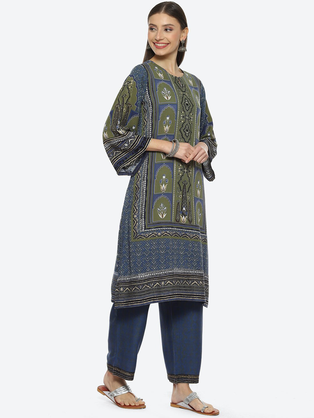 Biba Women Floral Printed Kurta with Palazzos & With Dupatta - Distacart