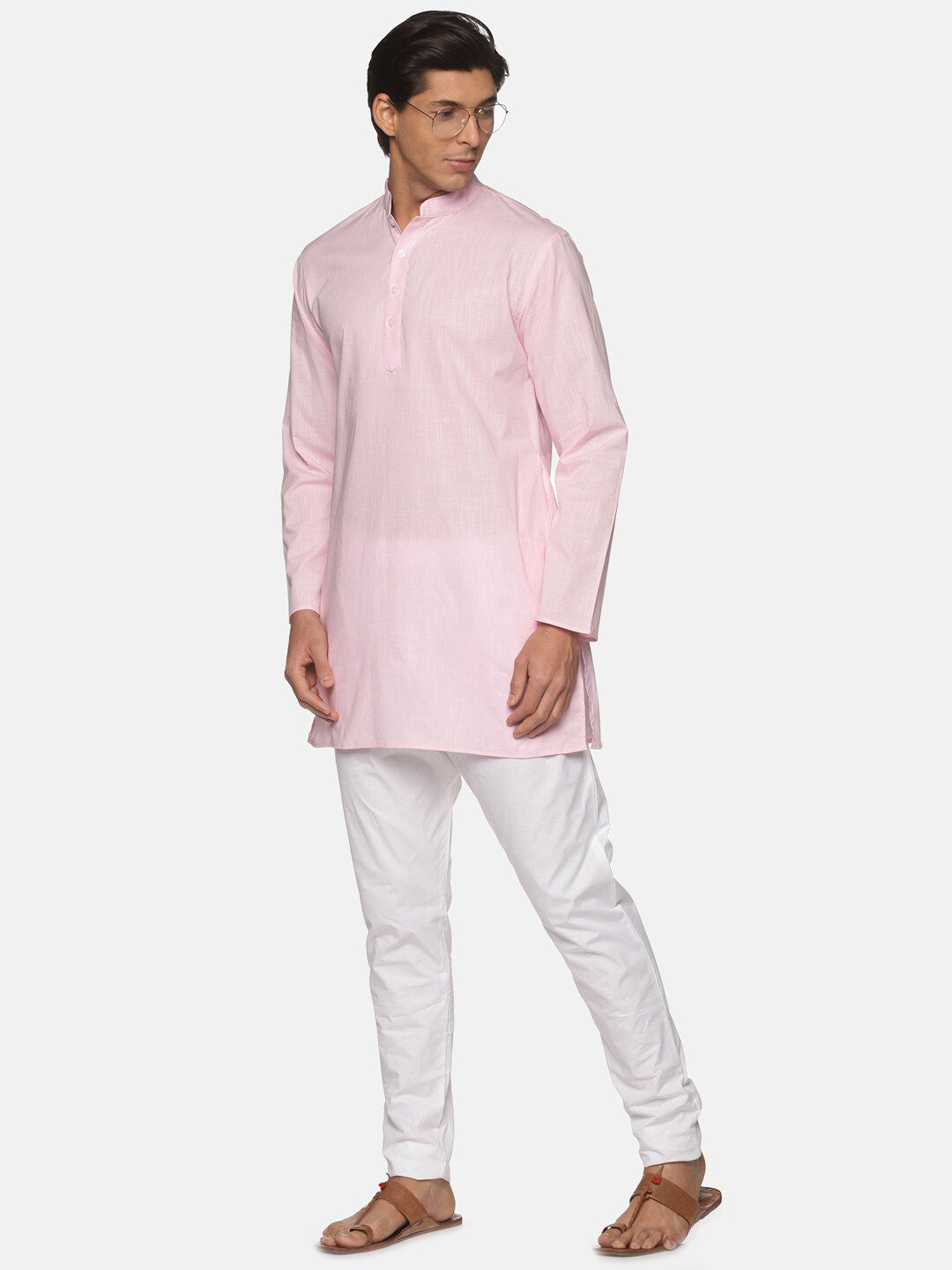 Sethukrishna Mens Pink Pure Cotton Kurta with Pyjamas - Distacart