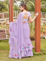 Thumbnail for Tikhi Imli Printed Ruffle Saree With Mirror Embroidered Work Blouse - Distacart