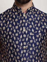 Thumbnail for Sojanya Woven Design Mandarin Collar Kurta with Churidar & Nehru Jacket - Distacart